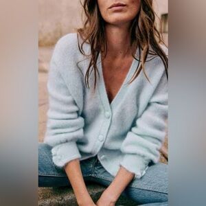 Sezane Mia Cardigan Blue Ciel - Size S